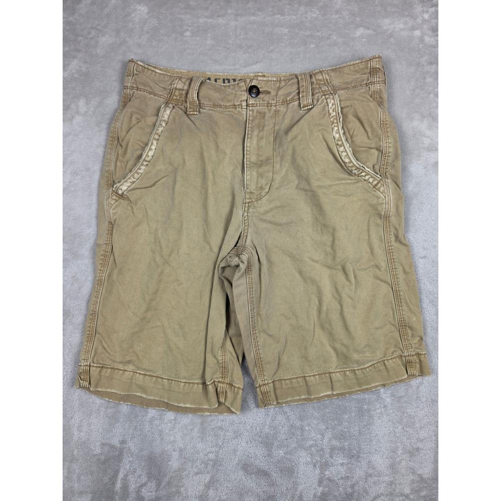 American Eagle Longer Length Shorts Mens 32 Fit 34 Khaki Chino Cargo *Read